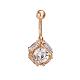 Real 18K Gold Plated Brass Rhinestone Cube Navel Ring Belly Rings AJEW-EE0001-49A-1
