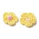綿糸で編んだ飾りアクセサリー  花  きいろ  23.5~25x24~25x4.5~5mm WOVE-E002-01A-2