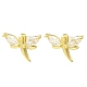 Серьги-гвоздики из латуни с покрытием из настоящего золота 18 карат в виде стрекозы EJEW-L270-09G-3