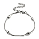 304 Stainless Steel Round Snake Chain Bracelet with Oval Beaded BJEW-E088-03P-1