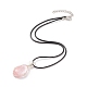 Synthetic Watermelon Stone Glass Teardrop Pendant Necklaces Set with Waxed Cords for Women NJEW-TA00034-03-1