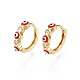 Clear Cubic Zirconia Evil Eye Huggie Hoop Earrings with Enamel EJEW-N015-18B-1