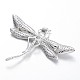 Dragonfly Brass Micro Pave Cubic Zirconia Brooch Findings KK-E671-32P-2