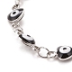 Coeur en émail avec bracelet chaînes à maillons mauvais œil BJEW-P271-06P-04-2