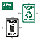 Globleland 2 pièces 2 panneaux d'avertissement en aluminium de style pour le recyclage des ordures DIY-GL0003-64C-2