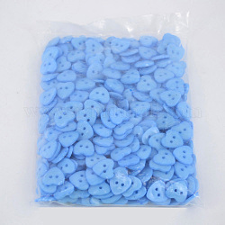 愛らしいハート形のボタン  ABS樹脂ボタン  コーンフラワーブルー  直径約14mm  穴：1.5mm  約400個/袋