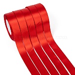 Einseitiges Satinband, Polyesterband, Weihnachten Band, rot, 1 Zoll (25 mm) breit, 25yards / Rolle (22.86 m / Rolle), 5 Rollen / Gruppe, 125yards / Gruppe (114.3m / Gruppe)