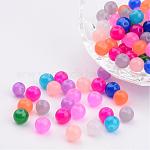 Runde Perlen aus Jadeglas imitiert, gischt gemalt, 6 mm, Bohrung: 1.3~1.6 mm