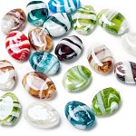 Perles vernissées manuelles, nacré, ovale, couleur mixte, 18x14x8mm, Trou: 2mm
