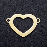 Conectores de enlaces de acero inoxidable 201, corazón, dorado, 12.5x18x1mm, agujero: 1.2 mm