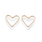 Anillos de enlace de latón, accesorio de joyería de san valentín, corazón, chapado en oro, aproximamente 13.5 mm de ancho, 12 mm de largo, 1 mm de espesor