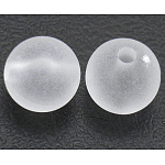 Transparente Acryl Perlen, Runde, matt, weiß, ca. 14 mm Durchmesser, Bohrung: 2 mm
