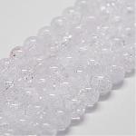 Natural Crackle Quartz Beads Strands, Round, 10mm, Hole: 1mm, about 40pcs/strands, 14.9 inch~15.1 inch