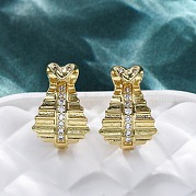 Серьги-кольца из латуни с микропаве из кубического циркония EJEW-R025-18G