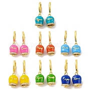 Женские серьги-кольца из латуни и эмали EJEW-U015-25G