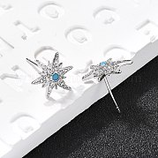 Серьги-гвоздики из латуни с микропаве из кубического циркония EJEW-D304-36P