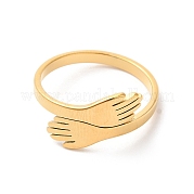 Placcatura ionica (ip) 304 anello per polsino abbraccio a mano in acciaio inossidabile per donna RJEW-K245-34G