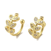 Серьги-каффы из латуни с микропаве из кубического циркония EJEW-R162-46G