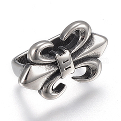 Schiebeanhänger aus Edelstahl 304, fleur de lis, Antik Silber Farbe, 20x12x11 mm, Bohrung: 7x13 mm