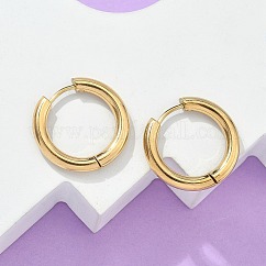 Orecchini a cerchio huggie in acciaio inossidabile placcato ionico (ip) 304, orecchini ipoallergenici, con perno in acciaio inossidabile chirurgico 316, oro, 9 gauge, 20x21x3mm, ago :1mm, diametro interno: 14mm