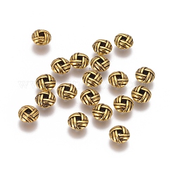 De aleación de zinc entrepieza de abalorios, plano y redondo, Sin cadmio y níque y plomo, oro antiguo, 6x3.2mm, agujero: 2 mm