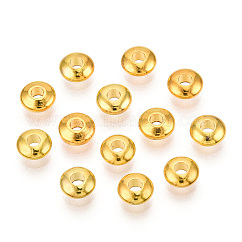 Latón entrepieza de abalorios, sin plomo y cadmio, rerondana plana, dorado, 5x2mm, agujero: 1.5~2 mm