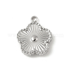 Anhänger aus Edelstahl 304, Blumencharme, Anlaufschutz, Edelstahl Farbe, 16x13x3 mm, Bohrung: 1.6 mm