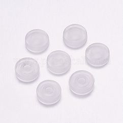 Komfort-Kunststoffpolster zum Aufstecken von Ohrringen, Anti-Schmerz, Ohrringkissen aufclipsen, Transparent, 7x7x2 mm, Bohrung: 2 mm