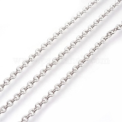 Cadenas de cable de acero inoxidable 304 resistentes al deslustre, soldada, con carrete, Plano Oval, color acero inoxidable, 3x2x0.6mm, aproximadamente 164.04 pie / rollo (50 m / rollo)