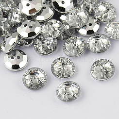 K5 Glass Rhinestone Buttons, Back Plated, Faceted, Heart, Mixed Color,  12x12x6mm, Hole: 1mm