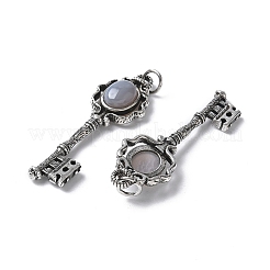 Ключ латунный натуральный серый агат большие подвески&nbsp;KK-D361-01AS-24