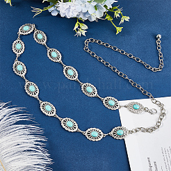 1 шт сплав с имитацией смолы бирюзового цвета овальные звенья цепи ремни&nbsp;AJEW-CY0001-79B