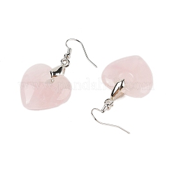 Pendientes colgantes de cuarzo rosa natural&nbsp;EJEW-F343-D05