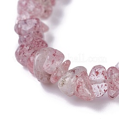 Perles naturelles de quartz de fraises tendent des bracelets&nbsp;BJEW-JB04152-08