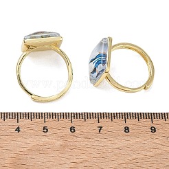 Offene Manschettenringe aus Messing-Epoxidharz für Damen&nbsp;RJEW-K264-17G