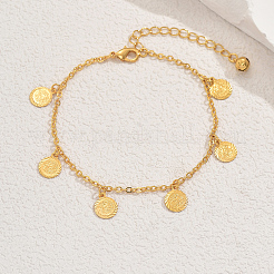 Простые и модные женские браслеты на ногу с кисточками в виде круглых монет из латуни&nbsp;RB4557