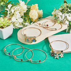 14 шт. 7-х цветные золотистые браслеты из нержавеющей стали 304 со стразами&nbsp;BJEW-SC0001-26