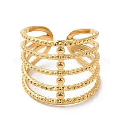 Anillos de puño abiertos de múltiples líneas huecas de acero inoxidable 304 para mujer&nbsp;RJEW-D012-07G