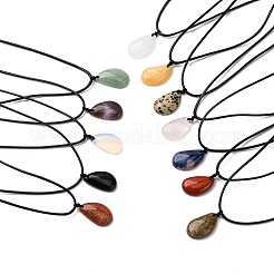 Подвеска в виде капли из смешанных натуральных и синтетических драгоценных камней&nbsp;NJEW-G169-01