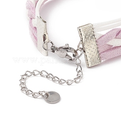 Juego de 4 pulsera multihebra con eslabones infinitos de acero inoxidable 304 y aleación de 4 colores con forma de corazón&nbsp;BJEW-TA00190