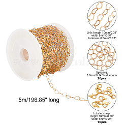 15.9~16.4-футовые латунные цепочки с сердечками&nbsp;DIY-CA0002-22