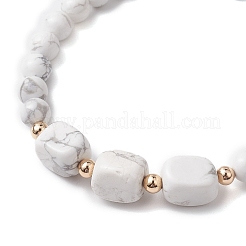Natürliche Howlith-Würfel und runde Perlen-Stretch-Armbänder&nbsp;BJEW-JB10807-06