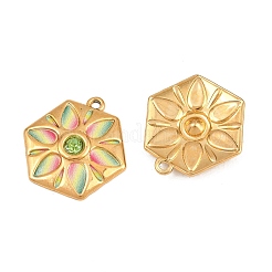 304 Edelstahl-Emaille- und Strass-Anhänger&nbsp;STAS-G398-26G-02