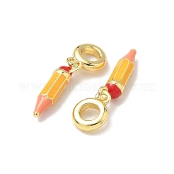 Латунный золотой эмалированный карандаш европейские подвески&nbsp;X-KK-K293-74G