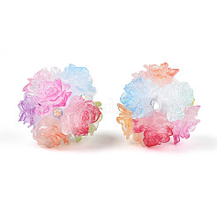 Бусины из полимерной глины со стразами и рельефными смоляными розами&nbsp;RESI-T059-04L