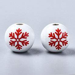 Расписные европейские бусины из натурального дерева&nbsp;WOOD-S057-039B