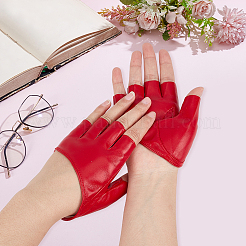 1 par de guantes de medio dedo de cuero sintético&nbsp;AJEW-CL0005-75C