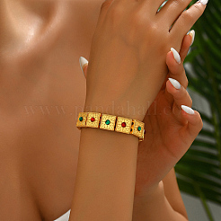 Элегантные винтажные латунные браслеты с квадратными бусинами и разноцветными стразами для женщин&nbsp;GA9920
