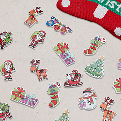 100 шт. 10 стиля рождественские 2-дырочные пуговицы из клена&nbsp;WOOD-SP0001-67