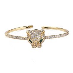 Браслет-кафф с леопардовым принтом и фианитами&nbsp;BJEW-N012-028